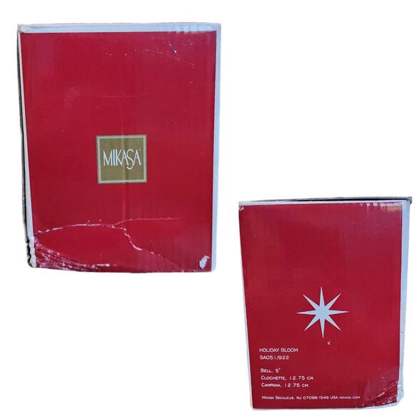 Crystal Mikasa Holiday Bloom Poinsettia Ornament Bell Christmas Decor NIB - Picture 3 of 7